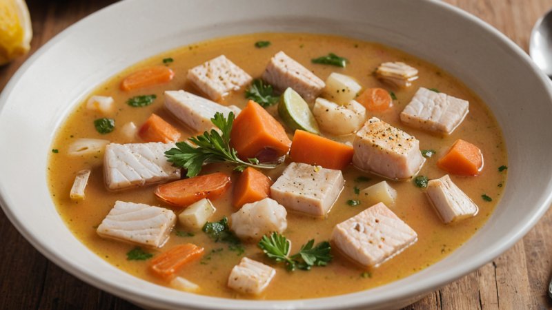 fiskesuppe, tradisjonell oppskrift, kyst, ingredienser, matlagning