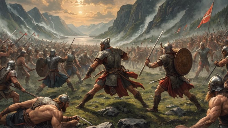 norske sagn, krig, folketro, Håkon Håkonsson, Olav Tryggvason, Sigurd Fåvnesbane, Stiklestad, Harald Hardråde