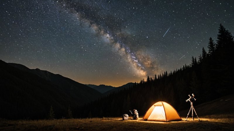 stjernekikking, fjell, camping, nattehimmel, teleskop, friluftsliv