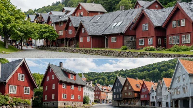 norsk arkitektur, byplanlegging, historiske bygninger, moderne arkitektur, kulturell arv