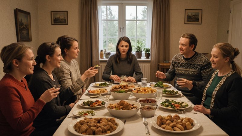 norske familier, språktradisjoner, dialekter, kulturarv, familiesammenkomster, mattradisjoner, moderne påvirkninger