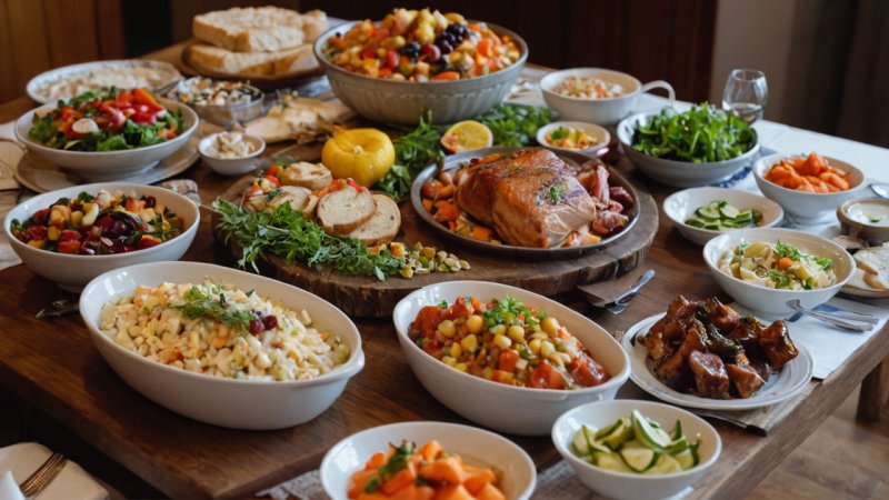 koldtbord, tradisjonell mat, norsk mat, festmåltid, buffet, forretter, sjømat, salater, drikke, desserter