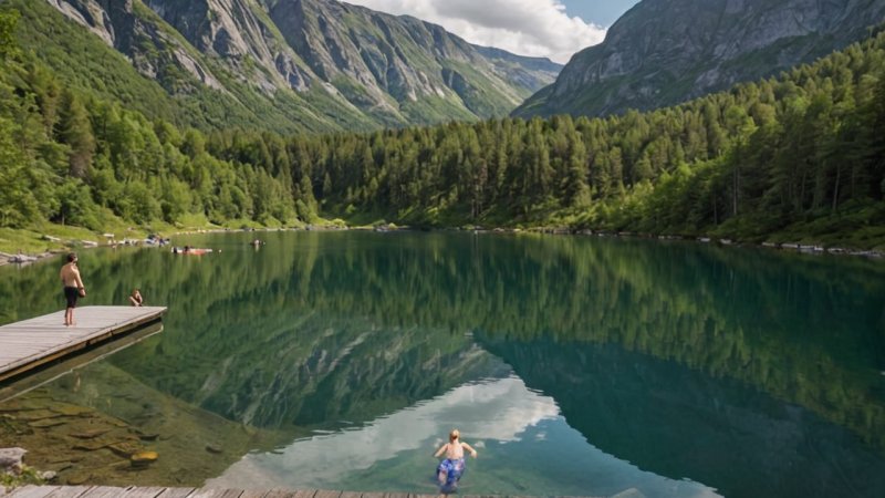 bading, innsjøer, Norge, utendørsaktiviteter, kulturelle festivaler, sikkerhetstips