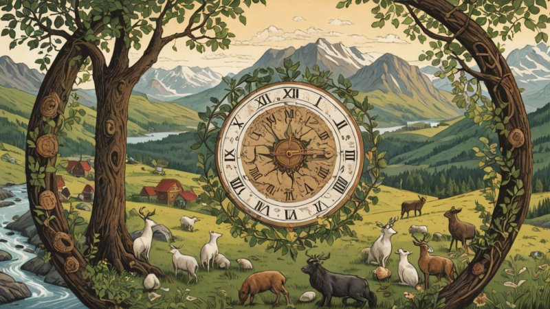 norsk folklore, tidsmyter, syklisk tidsteori, lineær tidsteori, kulturelle tradisjoner, samfunnsfeiringer