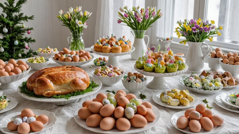 norsk påskebord, koldtbord, tradisjonell mat, norske tradisjoner, høytidsmåltider